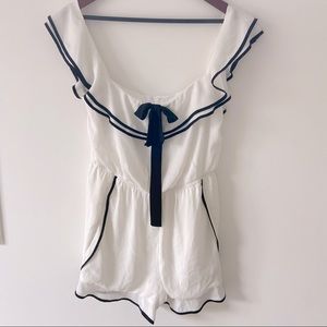 Bar III romper - sailor style with ruffled bow tie